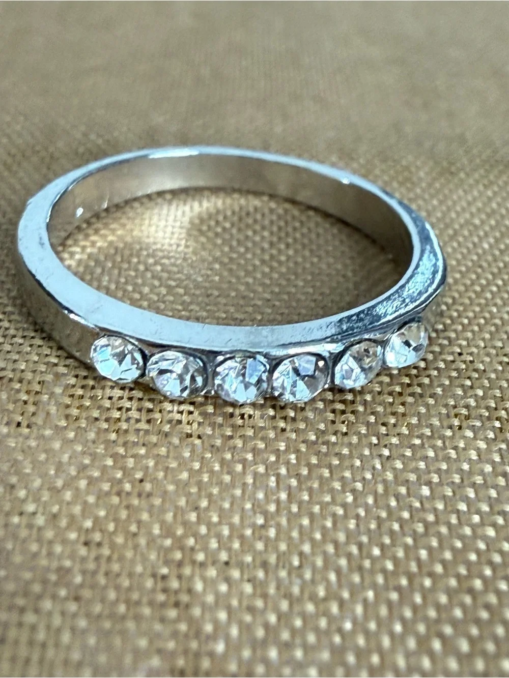 Silver Crystal Band Ring for Women